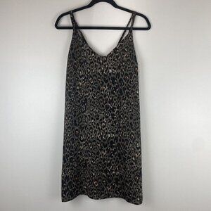 Peyton Jensen Women's Leopard Print Mini Dress Size S Green Animal Print Shift